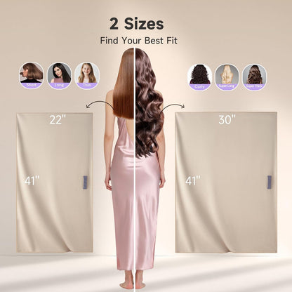 Umisleep 100% Microfiber Hair Towel, 41" x 22" Super Absorbent Towel Wrap with Elastic Loop, Large Curly Hair Towel for Women Long, Thick Hair, Camel