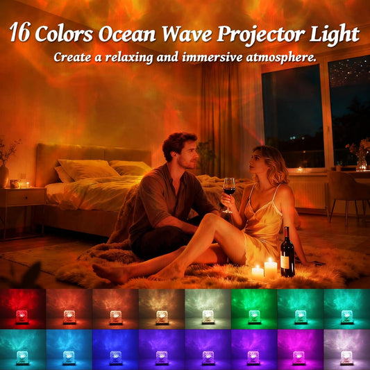 Ocean Wave Projector Light, 16 Color LED Ambient Lighting with Remote