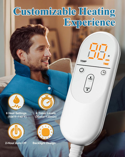 Heating Pad for Neck Shoulders Back, Electric Heat Pads, Weighted Heated Wrap for Daily Relax 6 Heat Settings 4 Auto Timers, Birthday Gifts for Women Men Mom Dad Wife Husband, 24"x33", ETL Certified