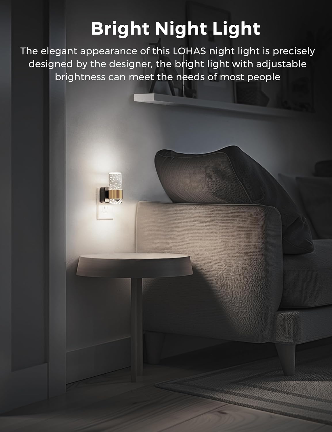 L LOHAS LED Night Lights Plug into wall, Amber Night Light with Adjustable Brightness, Plug in NightLight with Auto Light Sensor, Wall Sconce-Style Design Night Light for Bathroom,Hallway, 2 Pack