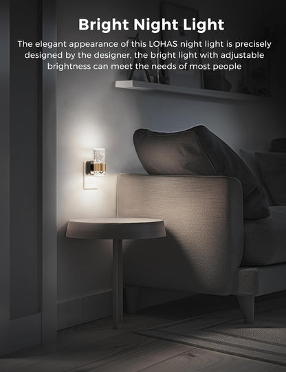 L LOHAS LED Night Lights Plug into wall, Amber Night Light with Adjustable Brightness, Plug in NightLight with Auto Light Sensor, Wall Sconce-Style Design Night Light for Bathroom,Hallway, 2 Pack