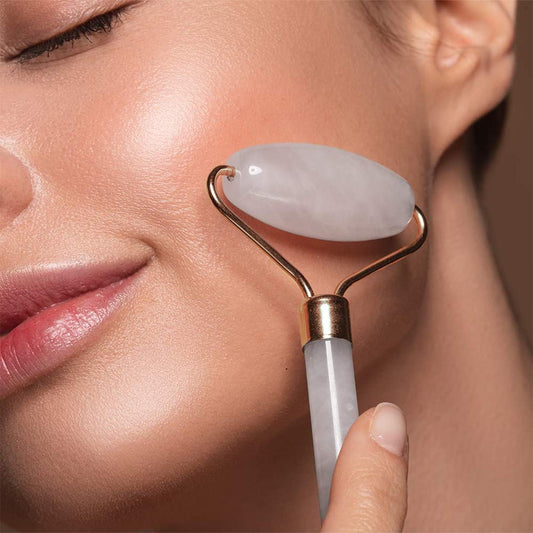 Rose Quartz Face Roller for Face and Neck, Dual-End Cooling Massage Tool