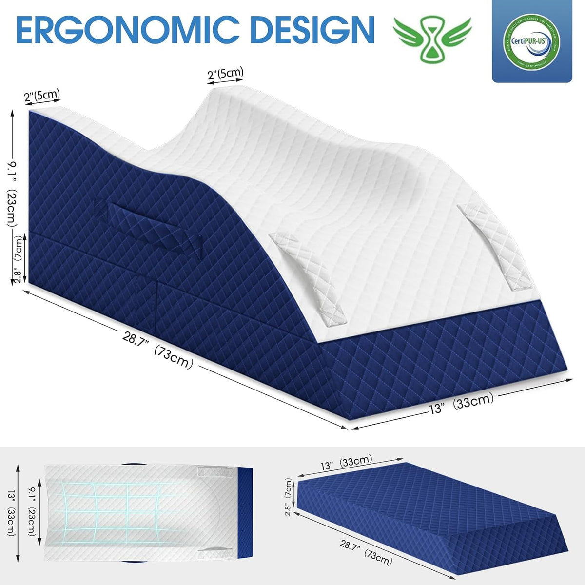TranquilRelax Leg Elevation Pillows for After Surgery, Wedge Pillow, Grey
