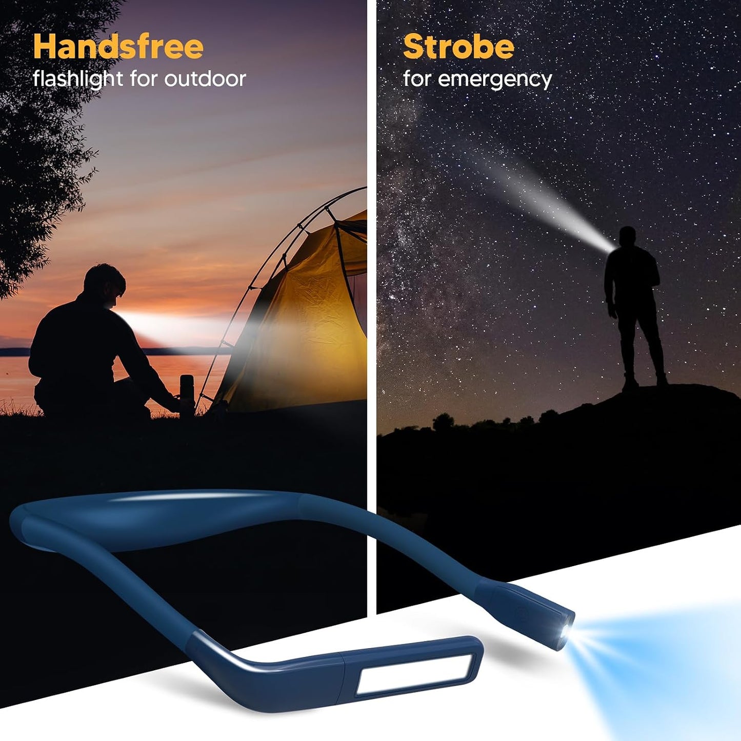 Neck Reading Light Book Lovers Gifts, Rechargeable 80Hrs Eye-friendly 3 Colors & Stepless Dimming Book Light for Reading, Christmas Stocking Stuffers for Men Women Camping Knitting Crochet Accessories