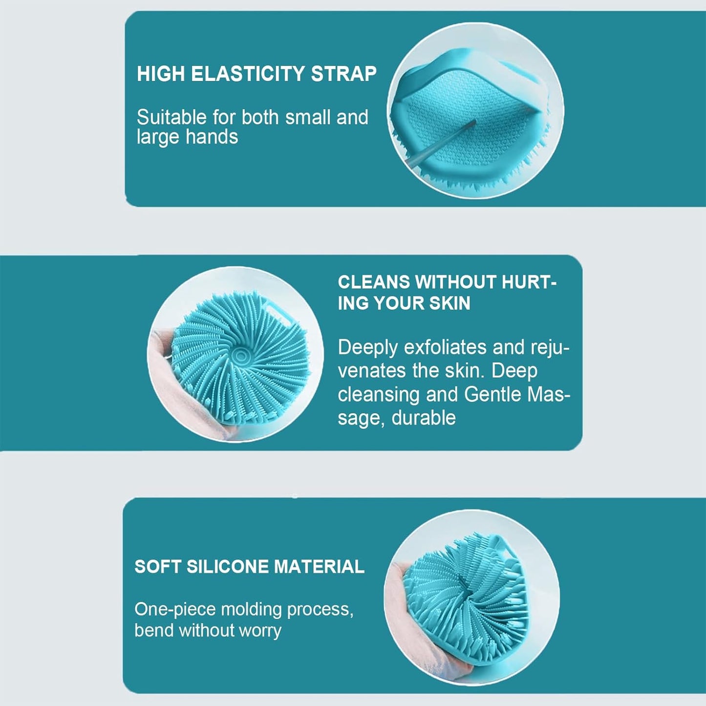 Silicone Body Scrubber – Dual-Sided Silicone Loofah for Shower, Set of 2 Soft Exfoliating Body Bath Shower Scrubber Loofah Brush Easy-to-Clean for Sensitive Kids Women Men All Kinds of Skin