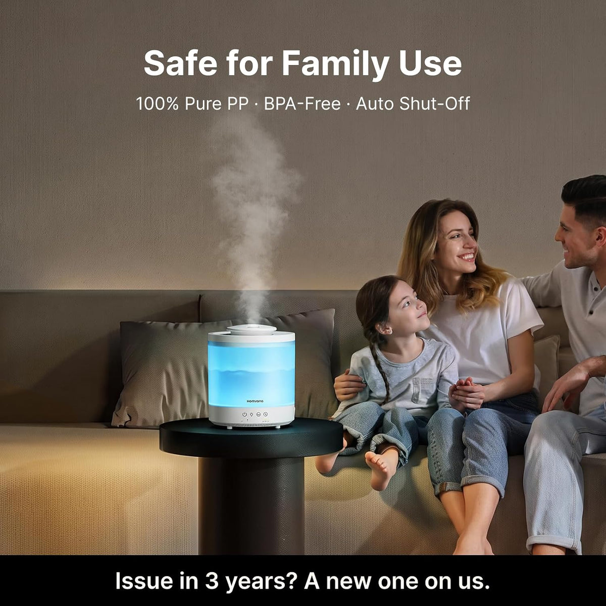 Homvana Humidifiers for Bedroom, Large Room, 1.5L Top-Fill, 2 Packs