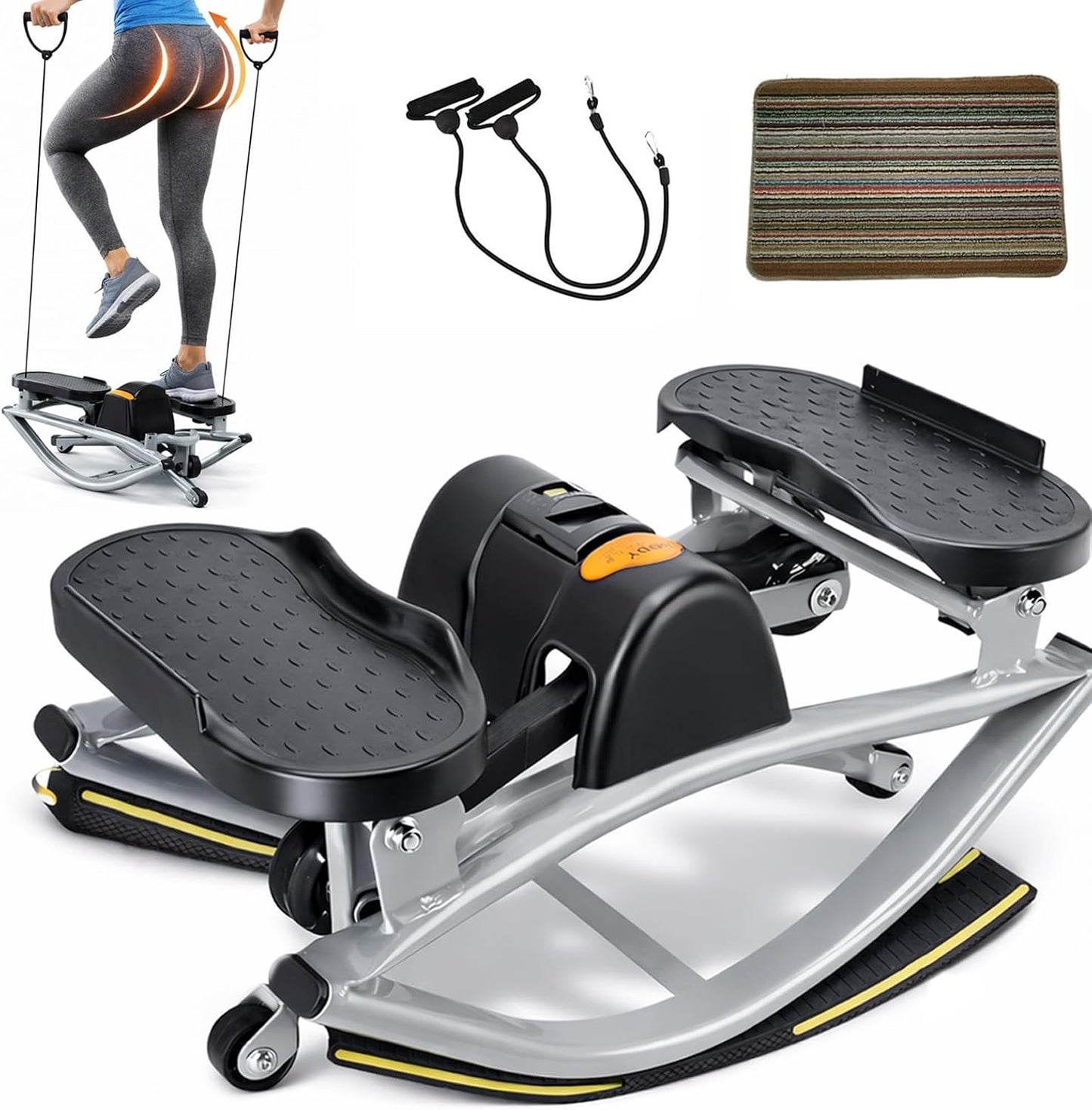 Rock Stepper, Rock Stepper Side to Side Exercise Machine for Home – 310 lbs Capacity Quiet Lateral Rocking Stepper with Digital Monitor, Low-Impact Glute Trainer, Compact No Assembly Required