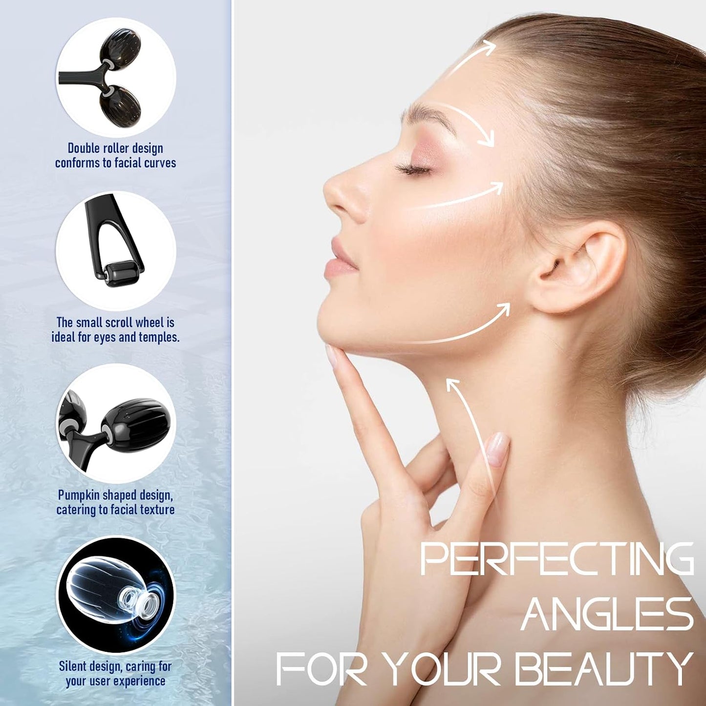 Yeamon Gua Sha Facial Tools and Face Roller Set, Facial Massage Tool for Women’s Skincare Routine,Cooling Stainless Steel Face Sculpting Eyes Roller Guasha for Daily Use or Self-Care Gift for Women