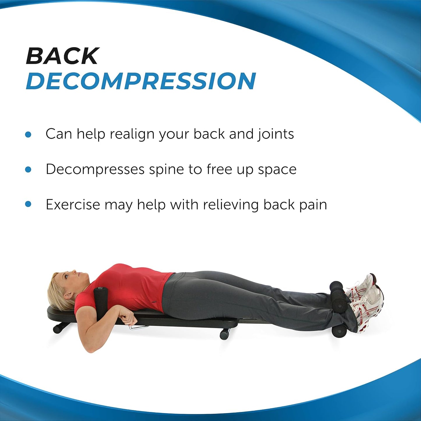 Stamina Products InLine Back Stretch Bench System, Decompress Spine and Joints for Inversion Traction Therapy, Blue Gray | Up to 250 lbs Weight Capacity; No Inversion Decompression fitness equipment