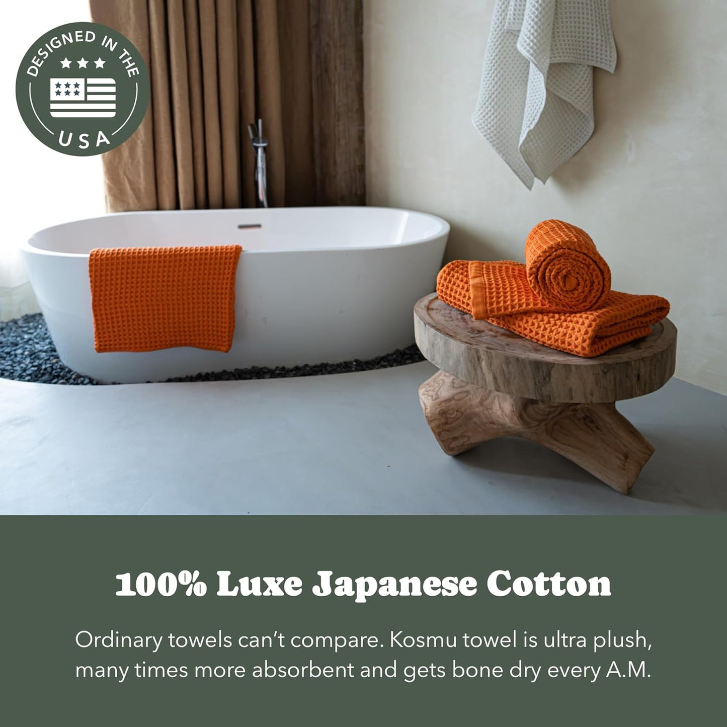 Luxury Organic Japanese Cotton Hair Drying Waffle Towel Wrap for Women | Absorbent, Quick-Dry Head Turban for Shower, Sauna, Spa | Extra Large for Long, Curly, Straight Hair With Button (White, 1 Pc)