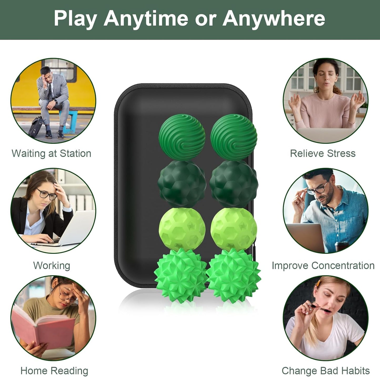 BUSOHA Silicone Fidget Balls - 4 Pack Fidget Toys Adults Sensory Toys Stress Balls for Adults Teens Gifts for Calming,Autism and ADHD Office