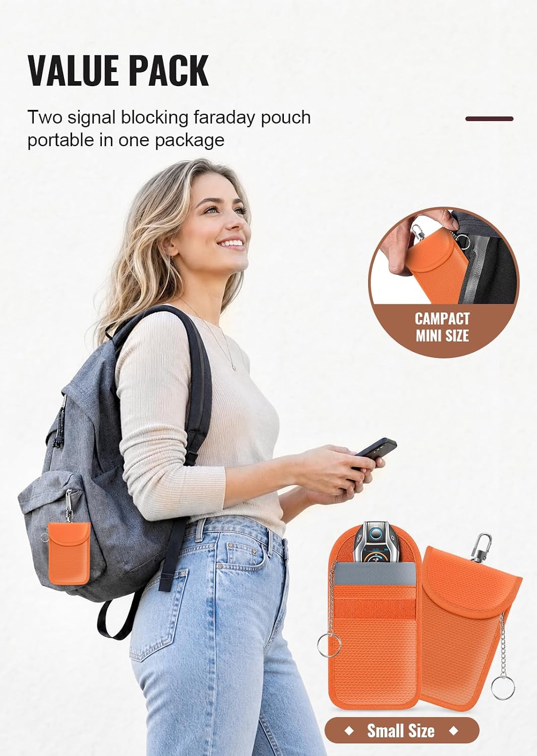 Faraday Pouch for Car Keys, Faraday Bag, Car RFID Signal Blocking Holder, Key Fob Protector, Key fob cage Block Signal Anti-Theft Fob Case (2 Pack)