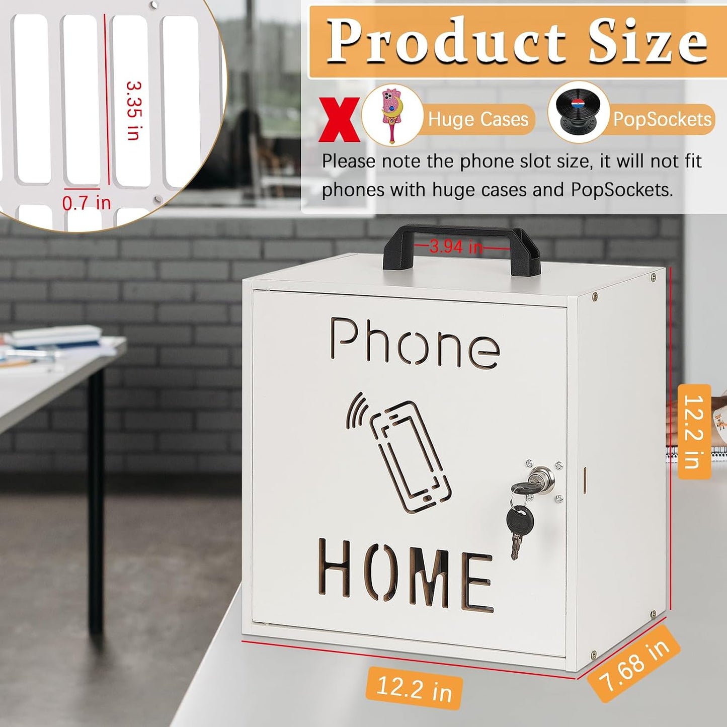 36 Slots Cell Phone Holder Classroom, Wooden Phone Lock Box