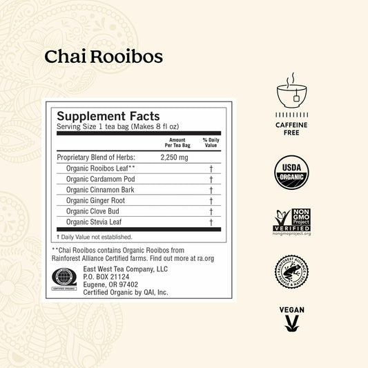 Yogi Tea Chai Rooibos Tea - 16 Tea Bags per Pack (6 Packs) - Spiced Organic Rooibos Tea - Provides Antioxidants - Caffeine-Free - Includes Cardamom, Cinnamon, Ginger & Clove