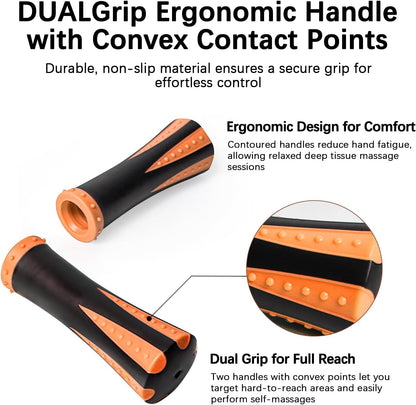 Muscle Roller Massage Roller Stick- Deep Tissue Fascia Blaster for Myofascial Pain Relief, Lymphatic Drainage & Body Sculpting, Handheld Physical Therapy & Recovery Tool (Pink black-18 inch)