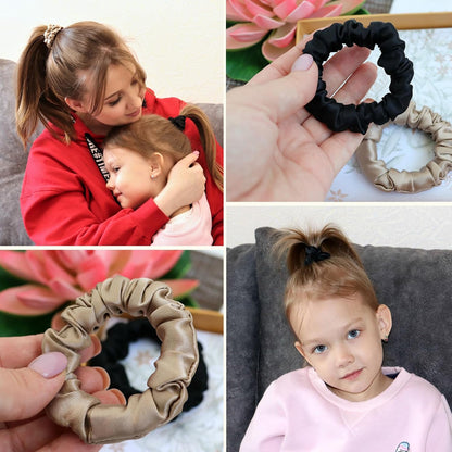 LILYSILK Silk Hair Scrunchies / Ties for Frizz & Breakage Prevention, 100% Mulberry, No Damage, Elastic ponytail Holders, 1Pc, Coffee - Colors B