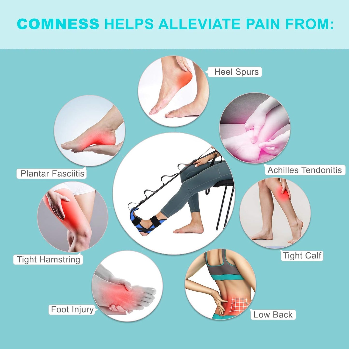 comness Plantar Fasciitis Relief Kit – Foot Stretcher and Foot Massager Roller, Stretch and Roll Routine for Heel Pain,Arch Pain, Simple At-Home Daily Foot Care