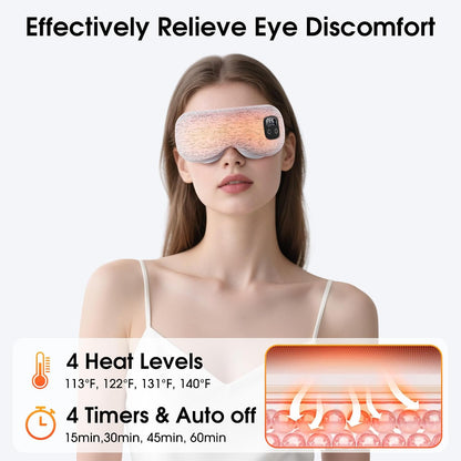 Heated Eye Mask, Cordless Rechargeable Eye Compress, Eye Relief, Improved Sleep, Washable Eye Mask, 4 Heat Levels, 4-Level Timing - Gray