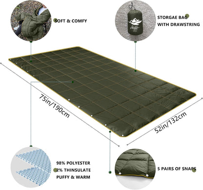Mini Camping Blanket,Lightweight Puffy Blanket Packable Throw Blanket Waterproof Windproof for Outdoors, Travel, Beach, Airplane, Hiking