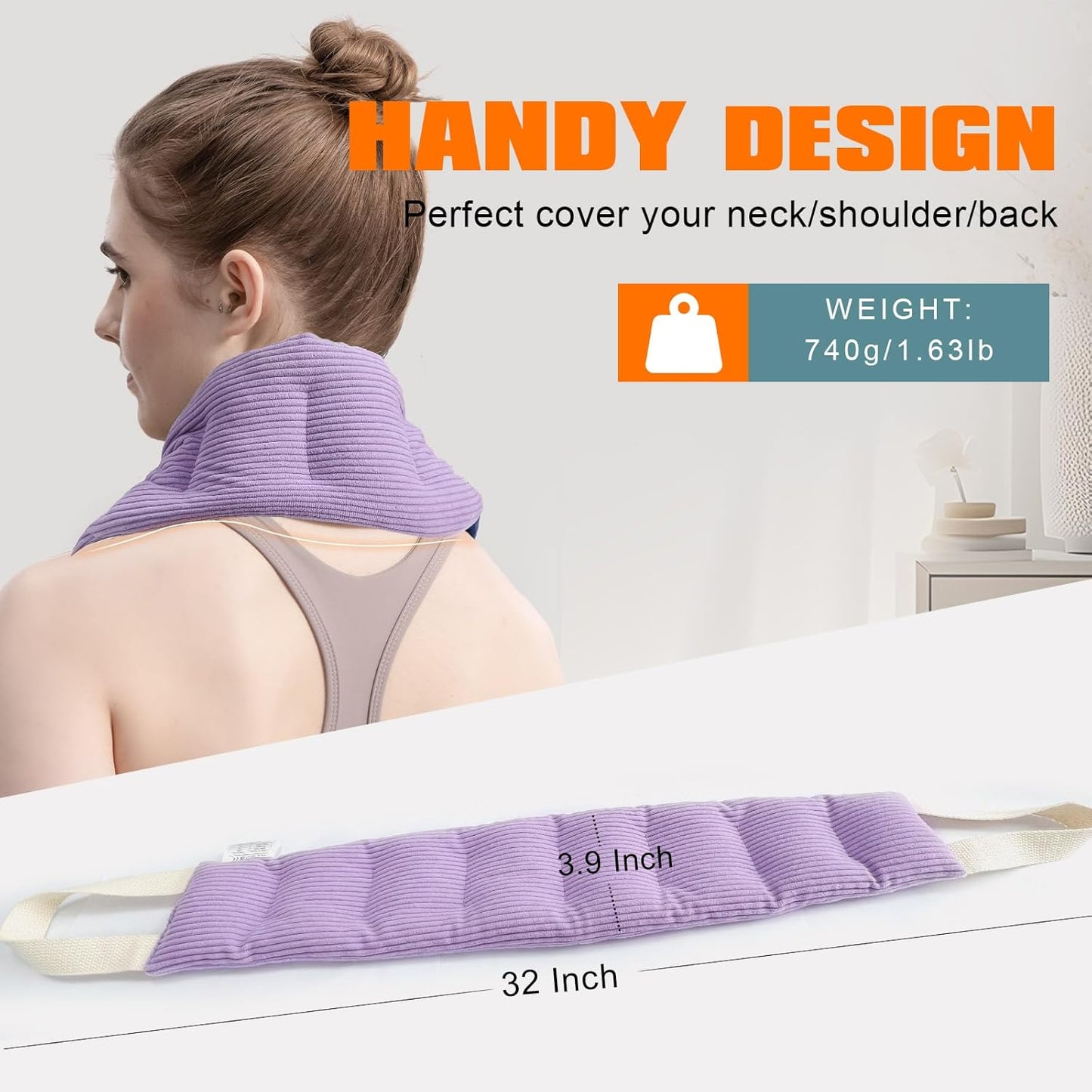 UNCN Heating Pad for Neck Shoulders & Back Microwavable Wrap Lavender Scent