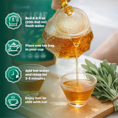 Lavitali, Sage Leaves Tea Bags | 120 bags, 100% Pure Herbal Tea | Caffeine-Free, Antioxidant-Rich, Eco-Friendly Filter Bag | Daily Natural Botanical, Hot or Iced Herbal Infusion