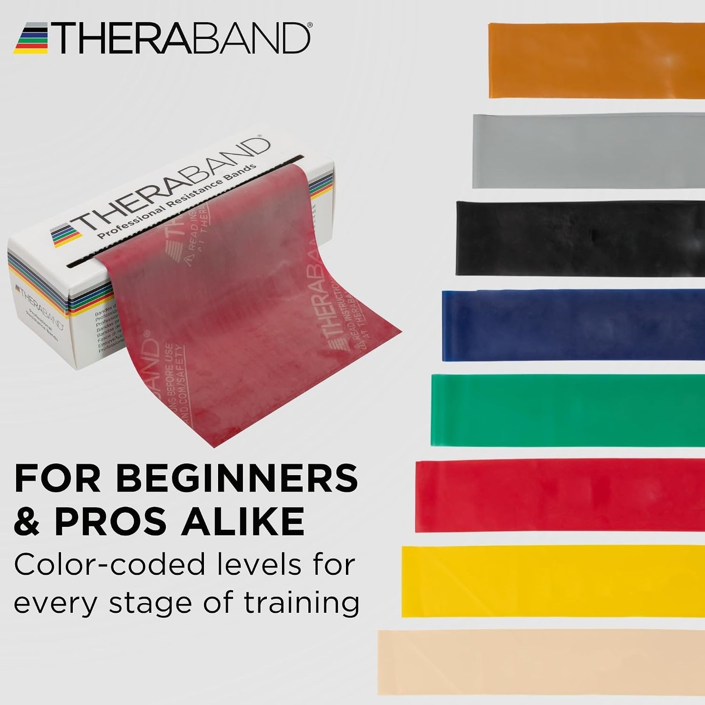 THERABAND Resistance Bands, 6 Yard Roll Professional Latex Elastic Band For Upper & Lower Body, Core Exercise, Physical Therapy, Pilates, Home Workouts, Rehab, Blue, Extra Heavy, Level 5