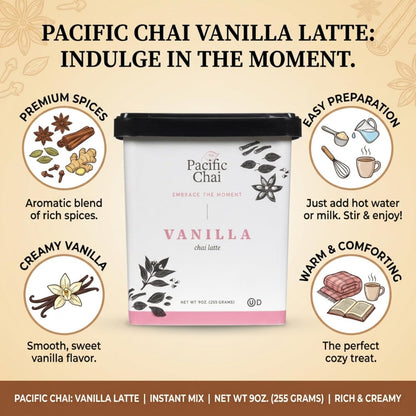Pacific Chai Spiced Chai Latte Mix, Instant Chai Tea Latte Drink Mix, Gluten Free, Kosher Certified Powder Beverage, Café Style Chai Latte, 9 oz (Pack of 3)
