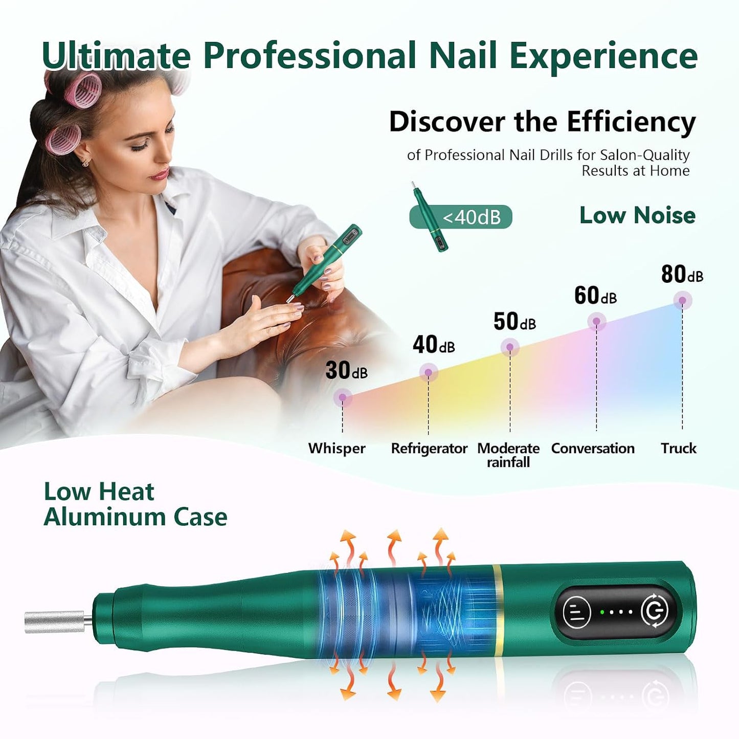 TUOBEO Cordless Nail Drill Electric Nail File Kit, Rechargeable Efile Set, Portable Acrylic Gel Nail Polish Remover Machine, Pedicure Manicure Tool, 11 Bits, 56 Sanding Bands, Salon Home, Purple