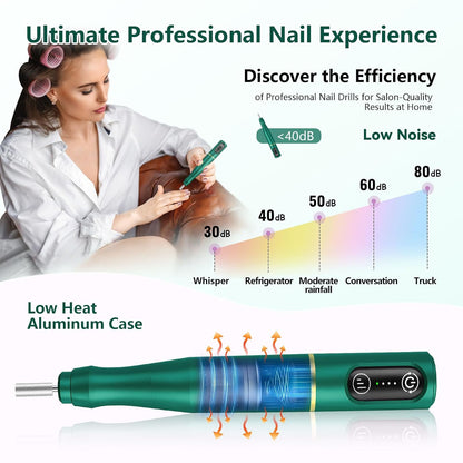 TUOBEO Cordless Nail Drill Electric Nail File Kit, Rechargeable Efile Set, Portable Acrylic Gel Nail Polish Remover Machine, Pedicure Manicure Tool, 11 Bits, 56 Sanding Bands, Salon Home, Purple
