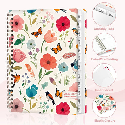 Planner 2026-2027, Weekly and Monthly Calendar Planner, JUL 2026 - JUN 2027 | Academic Year, Daily Agenda Book, A5(6.3'' x 8.5''), Sprial Bound, Inner Pocket, Office School Use