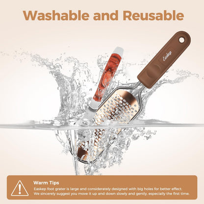 Foot File Foot Scrubber Pedicure - Callus Remover for Feet Easkep Professional Grater Rasp Foot Scraper Corns Callous Removers Cracked Dead Skin Remover for Dry and Wet Feet (Golden)