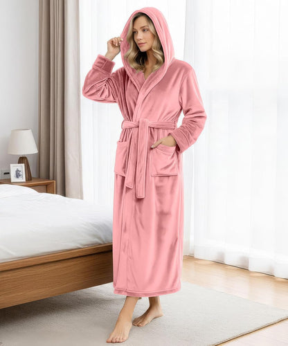 Premium Ultra Soft Robes for Women with Hood Plush Fleece Long Bathrobe