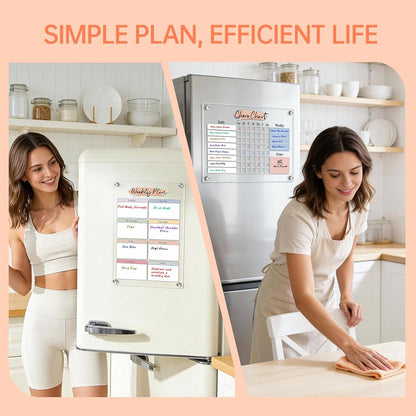 Acrylic Magnetic Kids Chore Board & Star Reward Jar - Dry Erase Fridge Calendar with Erasable Markers, Wooden Stars & DIY Stickers for Visual Schedule, Behavior Tracking & Potty Training Toddlers