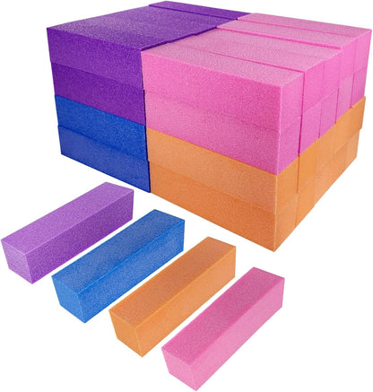10 Pcs Nail Buffer Block for Acrylic and Natural Nails, 4 Sided Sanding Buffers for Gel Nails Fingernail Shine Buffing Filer Set, Professional Manicure Polisher Buffer Bulk Medium Grit (Purple)