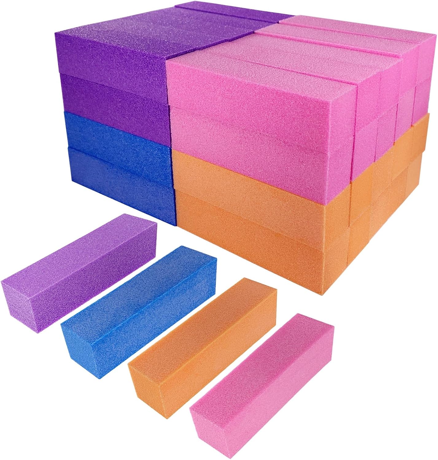 10 Pcs Nail Buffer Block for Acrylic and Natural Nails, 4 Sided Sanding Buffers for Gel Nails Fingernail Shine Buffing Filer Set, Professional Manicure Polisher Buffer Bulk Medium Grit (Purple)