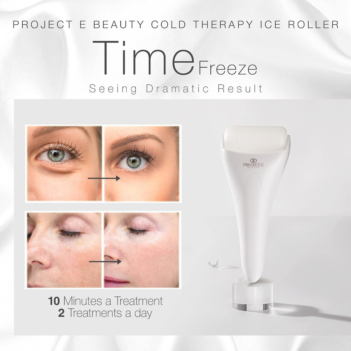 The Ice Roller by Project E Beauty | Cryotherapy Treatment | Facial Massage | Reduce Under Eye Puffiness, Dark Circles | Muscle Soreness Pain Relief Redness