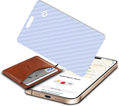 Wallet Tracker Card, Slim Rechargeable Bluetooth Item Locator, Smart Finder Compatible with Apple Find My for Wallet, Luggage, Passport, IP68 Waterproof (iOS Only) (Carbon Fiber Black)