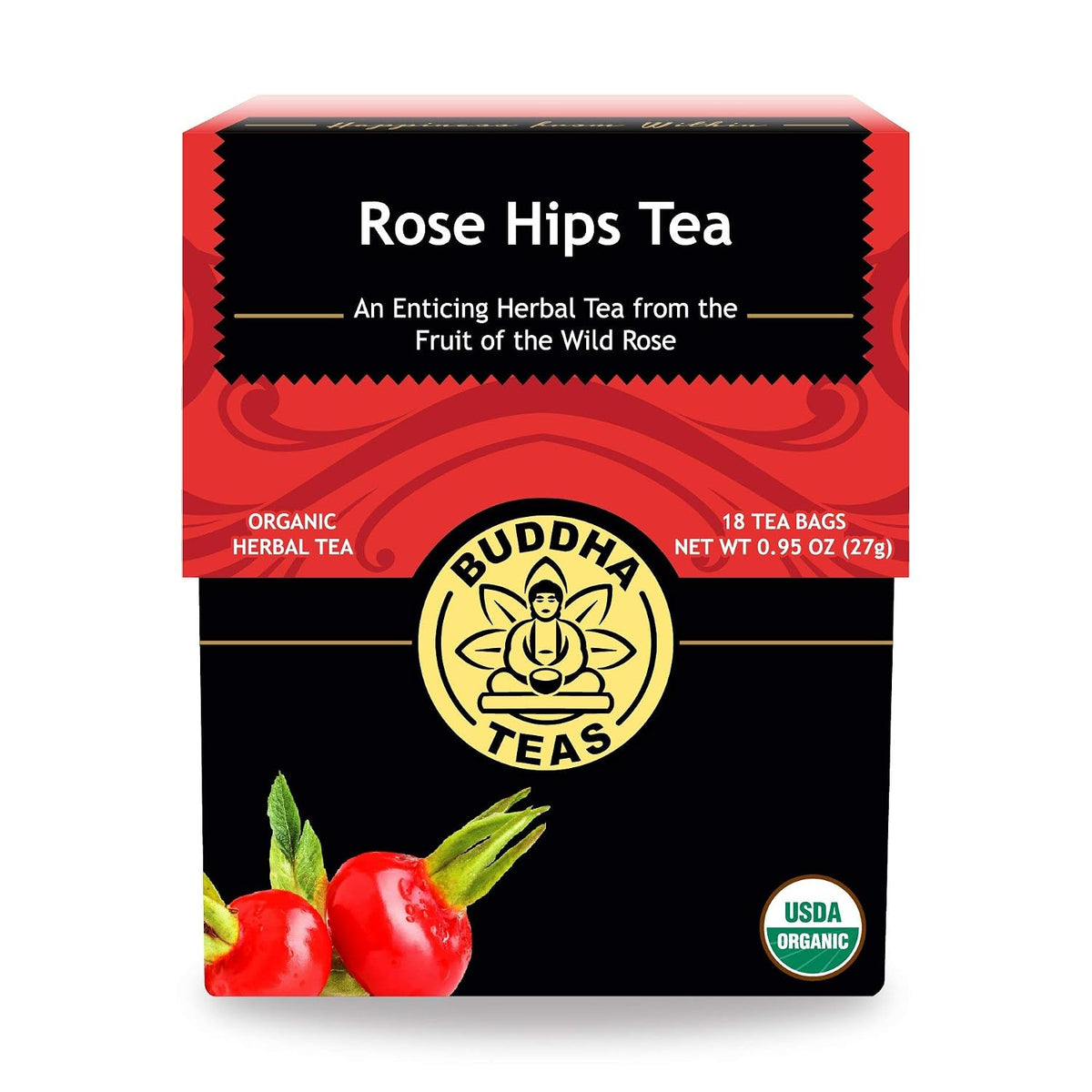 Buddha Teas Organic Rose Hips Tea - Herbal Tea, Caffeine Free