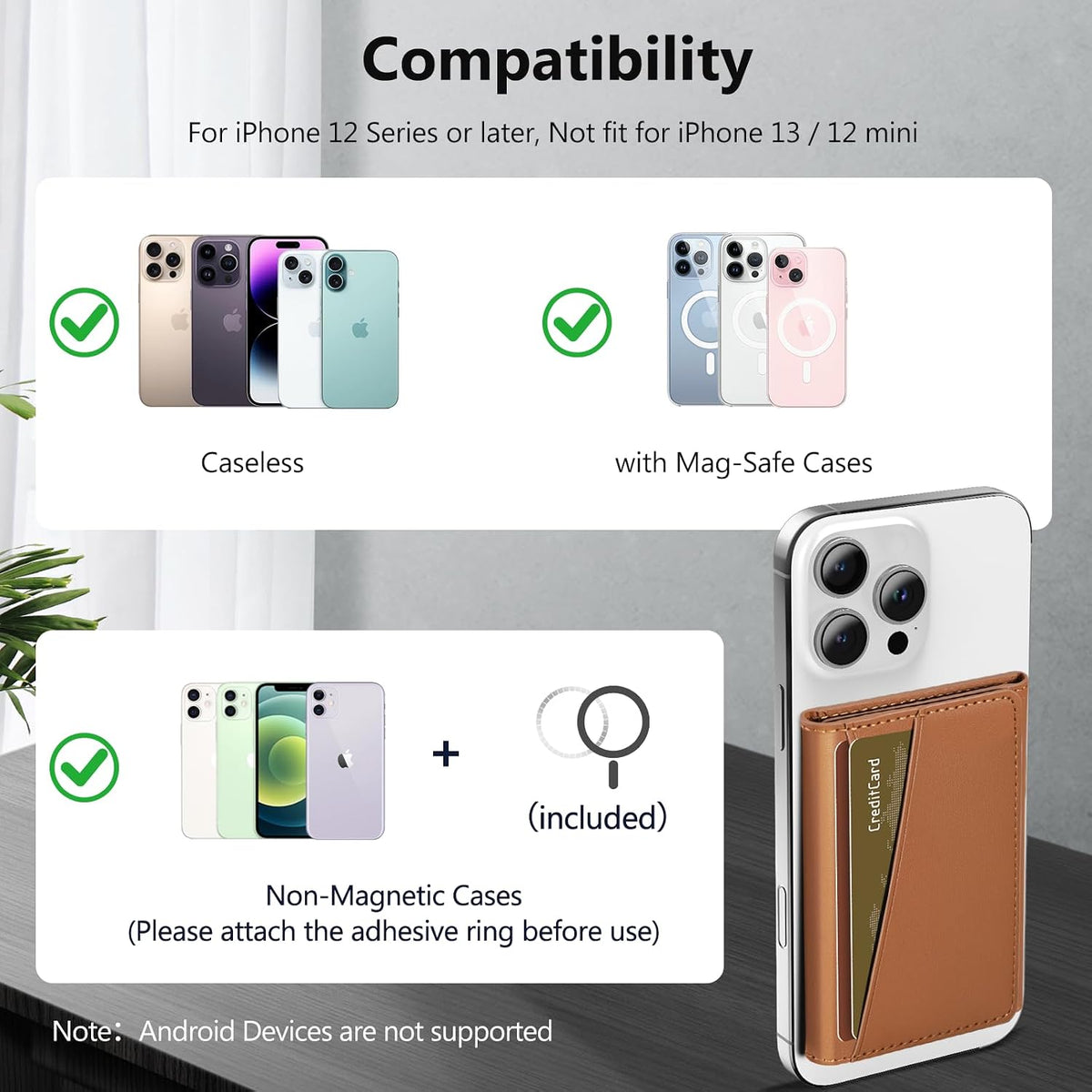 for Magsafe Wallet Work with Apple Find My, Strongest Magnetic Phone Wallet