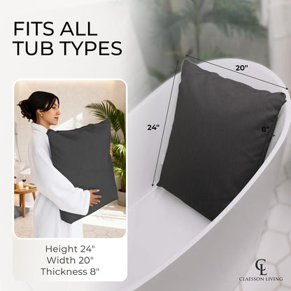 Luxury Bath Pillow for Tub - Thick and Comfortable Bathtub Pillow Support for Head and Neck and Back - Washable Quick-Drying Bath Pillows - Bath Cushion for Home Spa - Fits Any Bathtub - Light Gray