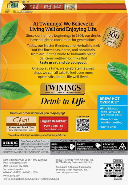 Twinings Earl Grey Black Tea K-Cup Pods for Keurig, 24 Count (Pack of 2), 48 Total, Flavoured with Citrus and Bergamot, Caffeinated, Enjoy Hot or Iced