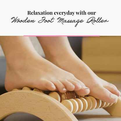 tuuli Wooden Foot Massager, Grooved Muscle Roller, Helps Ease Muscle Tension and Improve Blood Circulation, Natural Wood Therapy Massage Tools for Feet (M)