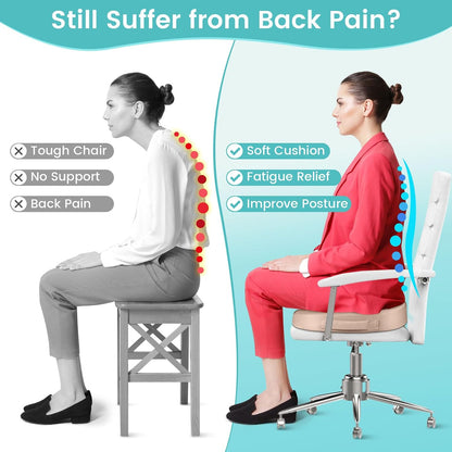 Office Chair Seat Cushion, Cooling Gel Enhanced Memory Foam Cushion for Long Sitting - Back, Sciatica, Coccyx, Tailbone Pain Relief Pillow - for Office, Gaming, Car, Wheelchair - Black, Large