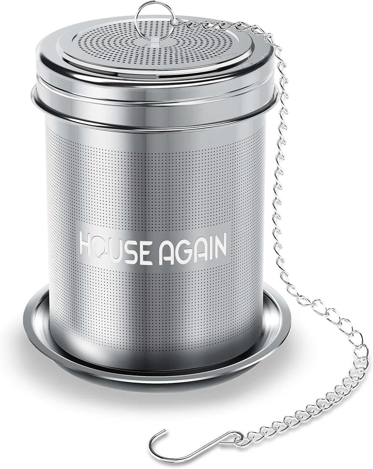 House Again 2 Pack Tea Infuser, Extra Fine Mesh Tea Infusers for Loose Tea, 18/8 Stainless Steel Tea Strainer with Extended Chain Hook, Tea Steeper for Brew Tea, Spices & Seasonings