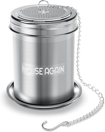 House Again 2 Pack Tea Infuser, Extra Fine Mesh Tea Infusers for Loose Tea, 18/8 Stainless Steel Tea Strainer with Extended Chain Hook, Tea Steeper for Brew Tea, Spices & Seasonings