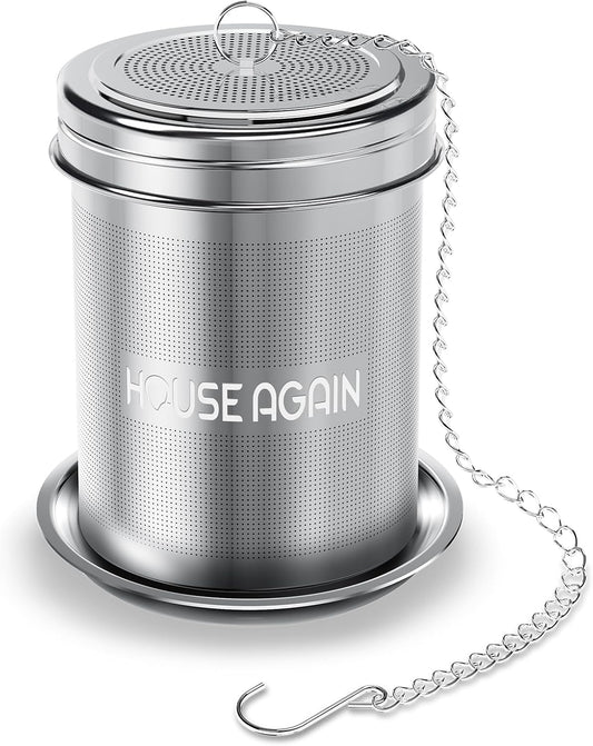 House Again 2 Pack Tea Infuser, Extra Fine Mesh Tea Infusers for Loose Tea, 18/8 Stainless Steel Tea Strainer with Extended Chain Hook, Tea Steeper for Brew Tea, Spices & Seasonings