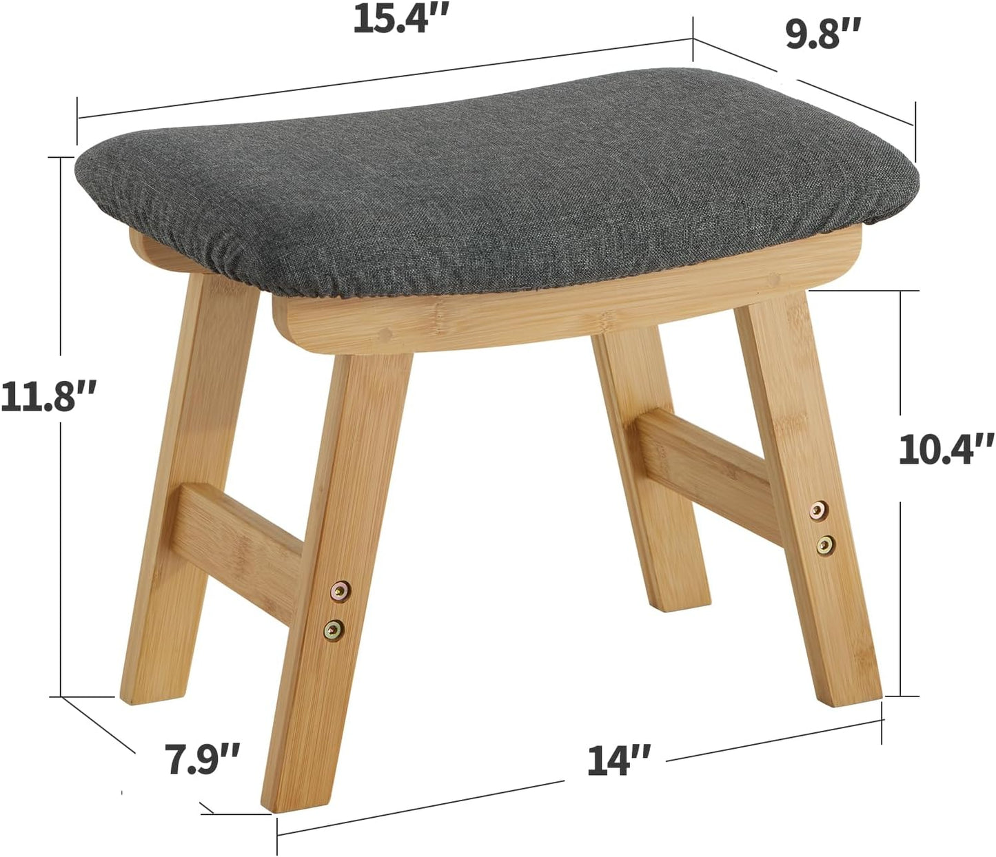 Foot Stool Ottoman Foot Rest Under Desk,Small Stool for Living Room, Bedroom and Kitchen (Brown Legs - Beige Stool Surface)
