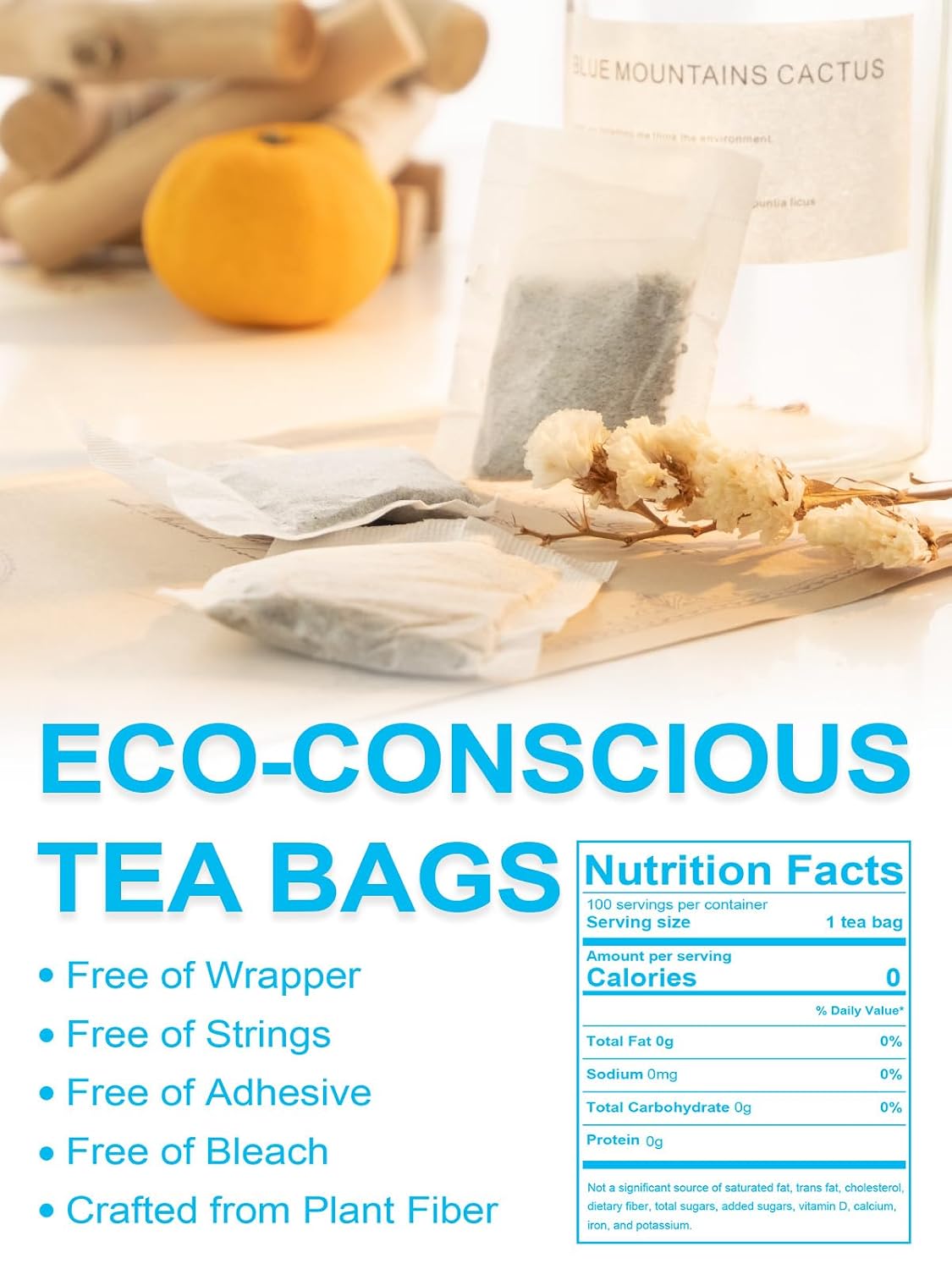 TeeLux Spearmint Tea Bags, Natural Spearmint Leaves, Caffeine Free, 100 ct
