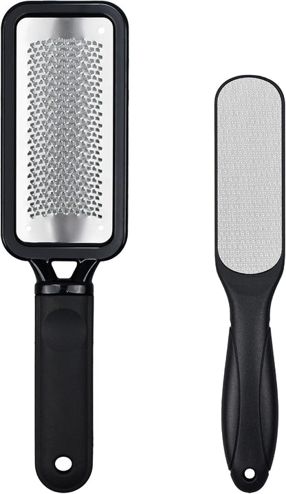 Foot Rasp Foot File, 2 Pcs Stainless Steel Pedicure Callus Remover for Feet, Professional Foot Care Tools for Pedicure to Removes Hard Skin Corns for Dry and Wet Feet