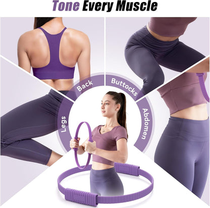Krightlink Pilates Ring Circle, 14" Magic Circle Pilates Rings for Focusing on Toning Inner Thighs, Arms, and Core, Fitness Exercise Ring Workout Ring for Yoga and Pilates
